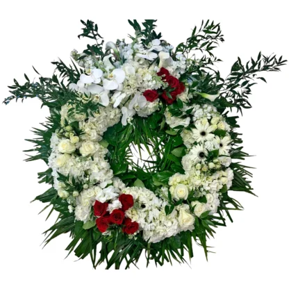 funeral wreath boca raton White & Red Wreath