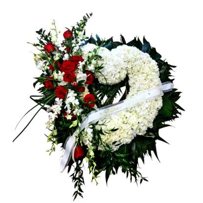 Always Remember Wreath In White & Red bpca raton