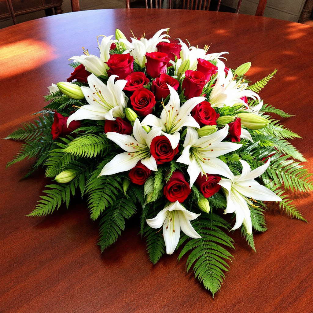 red roses in funeral arrangements(1)